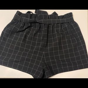 gingham print fabric shorts